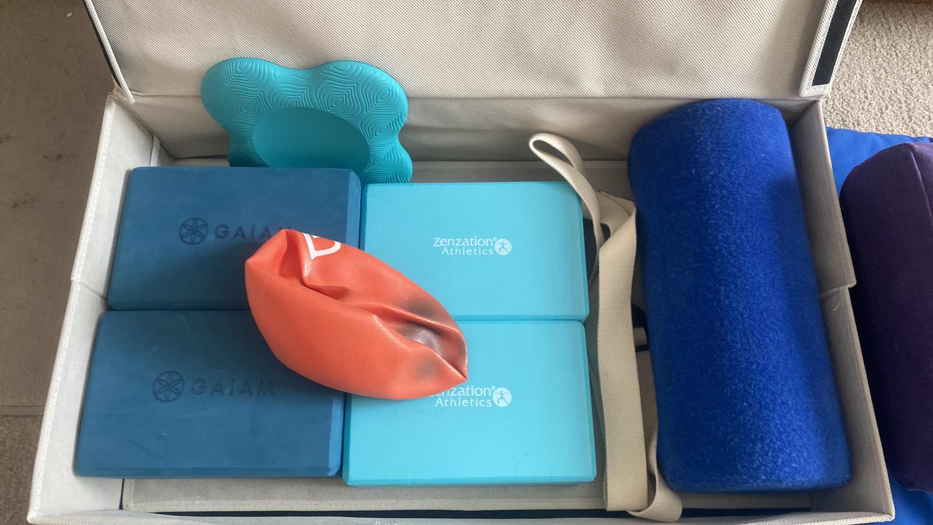 Photo 1 of YOGA BLOCKS BALL FOAM ROLLER MAT TOE SOCKS SMALL MAT & PILLOW