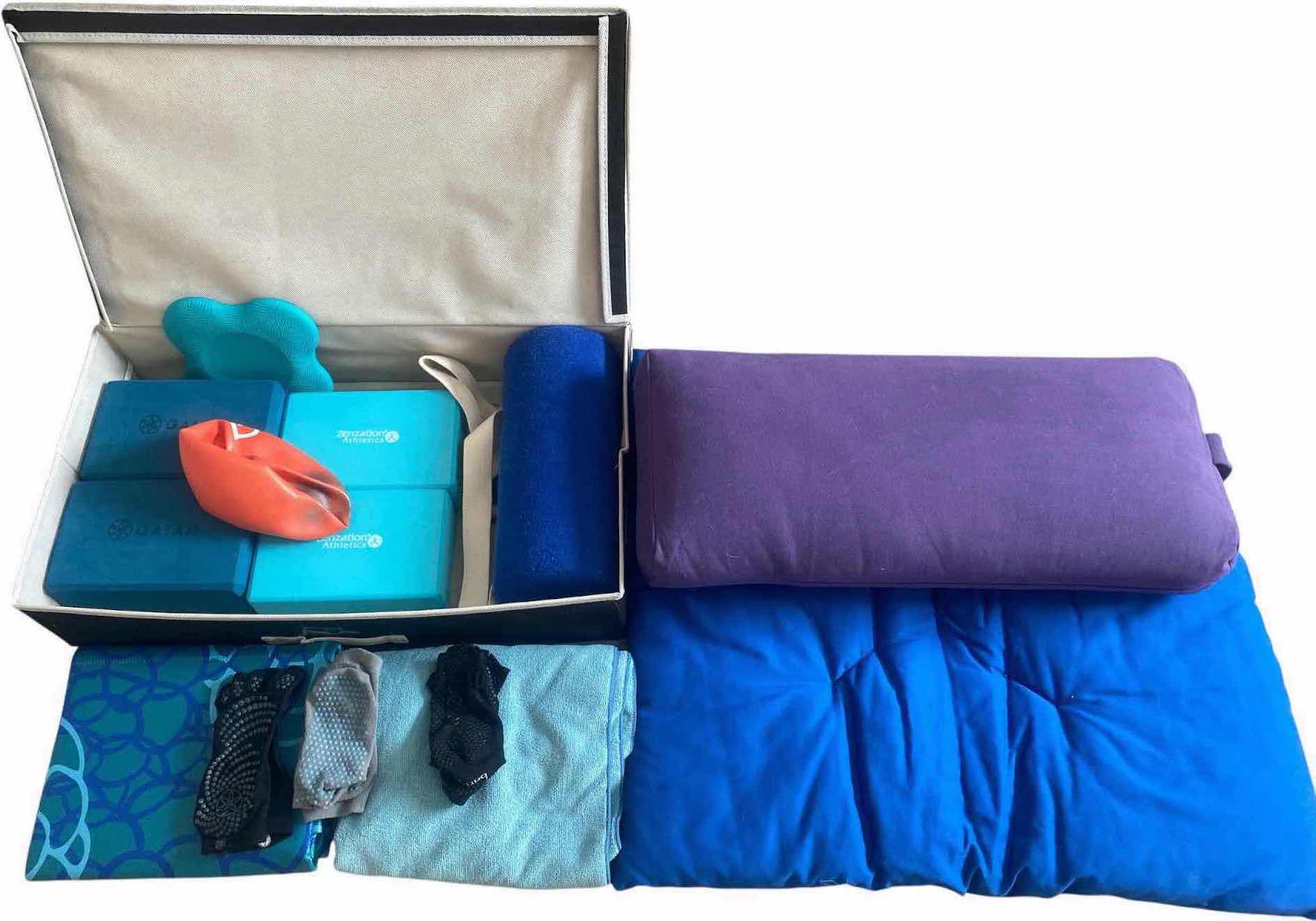 Photo 1 of YOGA BLOCKS BALL FOAM ROLLER MAT TOE SOCKS SMALL MAT & PILLOW