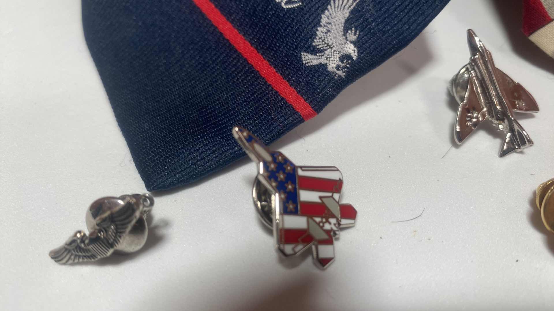 Photo 1 of MEN’S MILITARY TIE TACS & 2 PATRIOTIC TIES