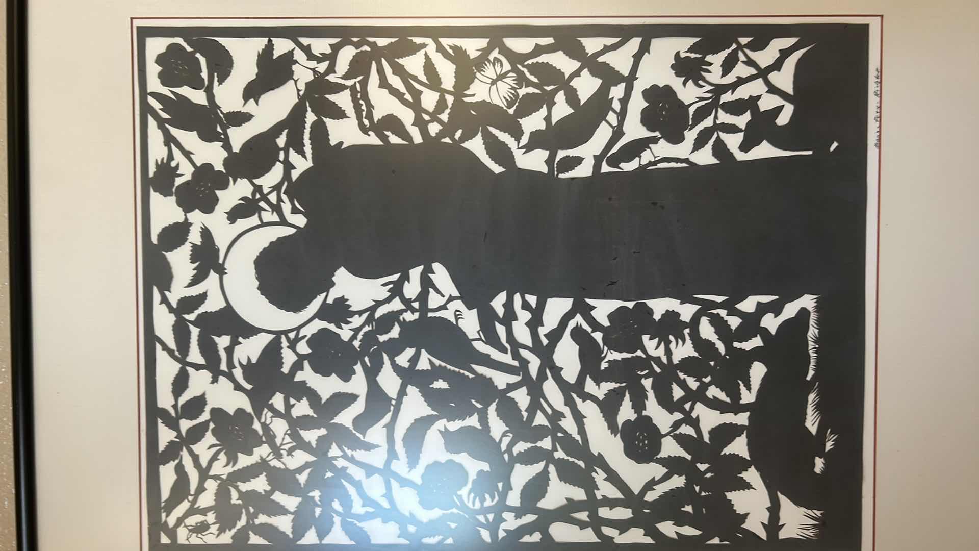Photo 1 of BLACK FRAMED PAPERCUT SILHOUETTE ART 22" X 27"