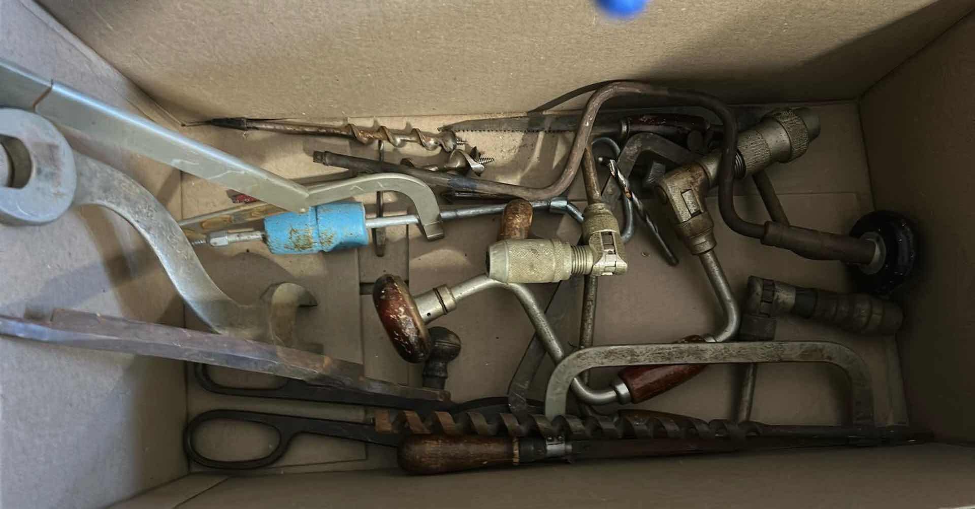Photo 1 of CONTENTS OF BOX VINTAGE ASSORTMENT OF TOOLS