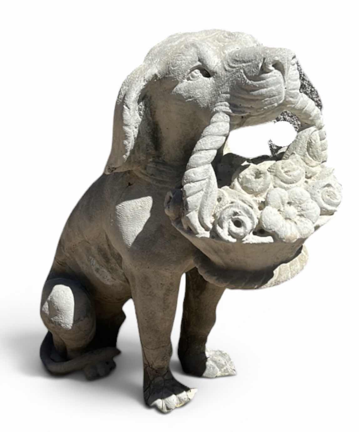 Photo 1 of HEAVY CONCRETE, DOG HOLDING BASKET STATUE - OUTDOOR DECOR H2’