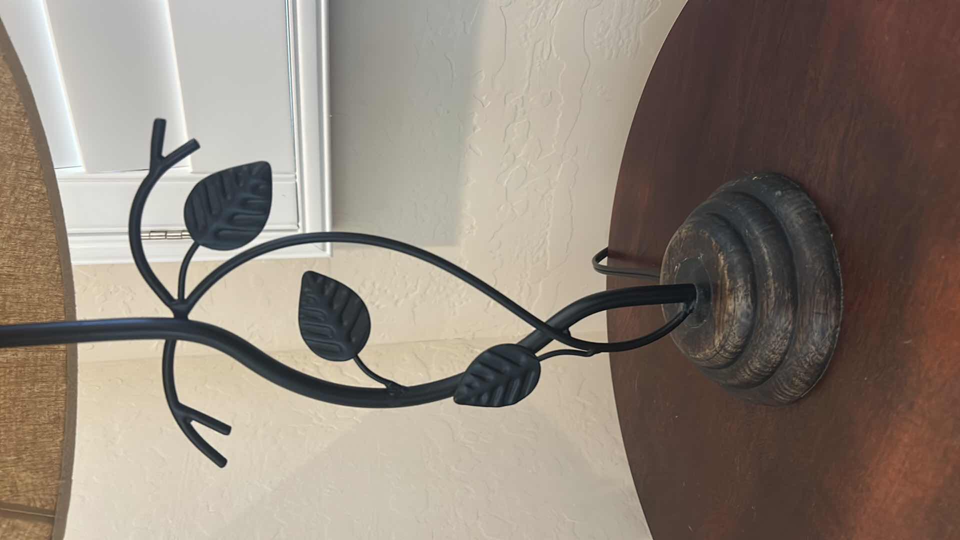 Photo 1 of DECORATIVE METAL TABLE LAMP WITH LEAF VINE DESIGN AND FABRIC SHADE H22”