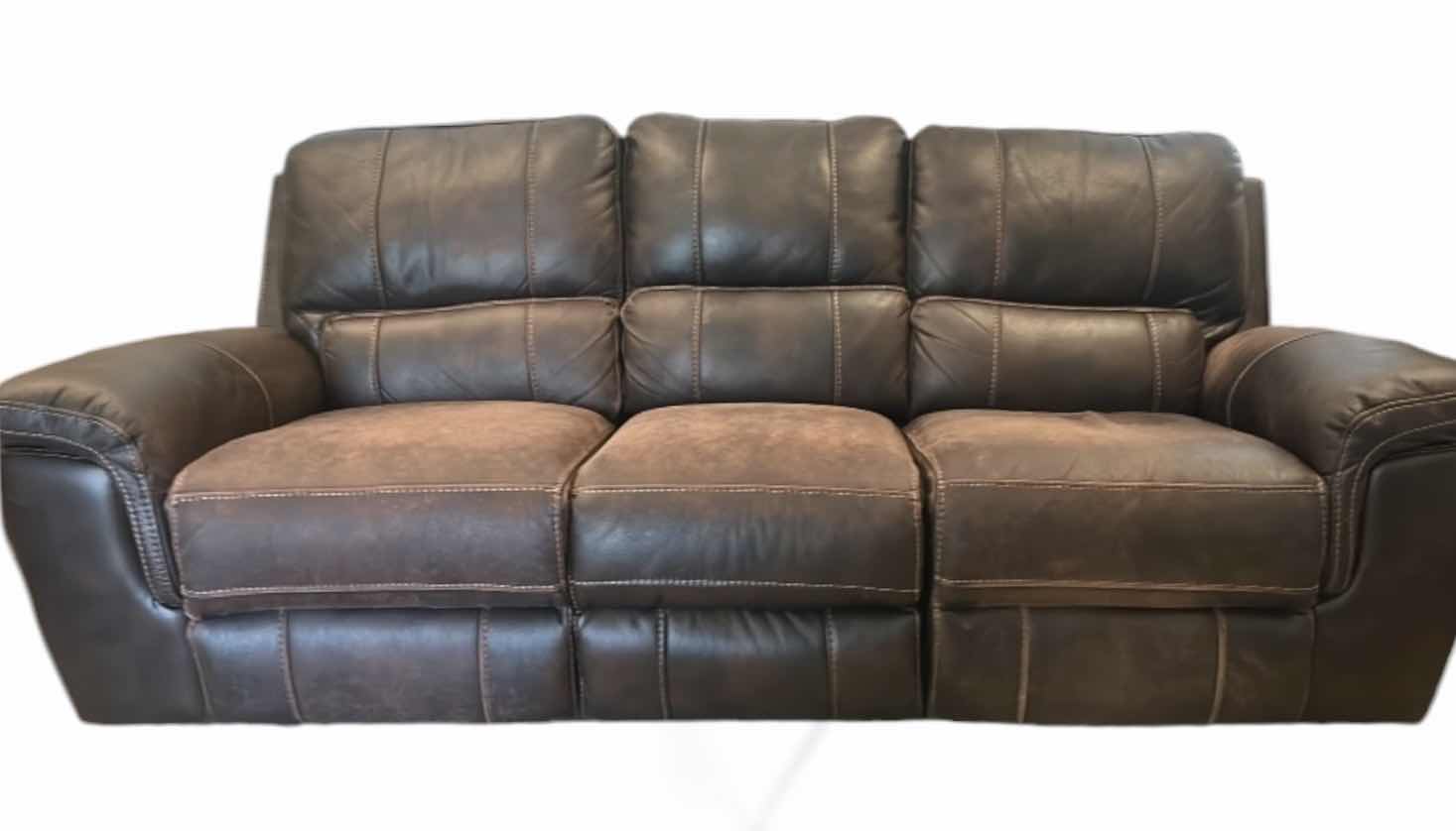 Photo 1 of CHOCOLATE BROWN LEATHER POWER RECLINING SOFA 93”