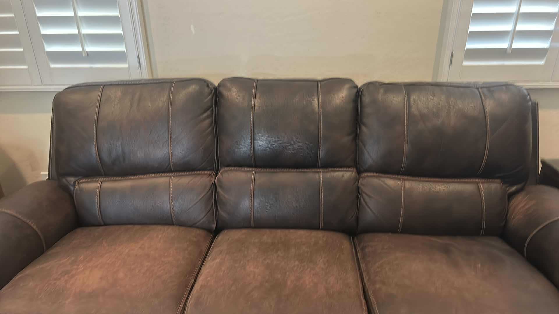 Photo 1 of CHOCOLATE BROWN LEATHER POWER RECLINING SOFA 93”