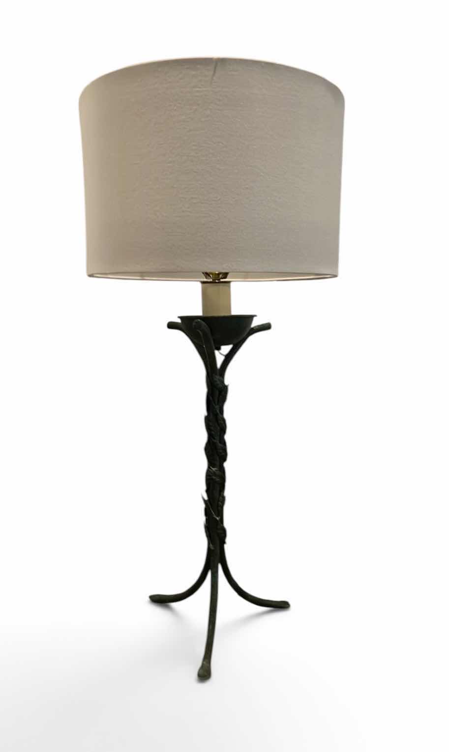 Photo 1 of DECORATIVE METAL CANDLE HOLDER STYLE TABLE LAMP WITH DRUM SHADE H36”