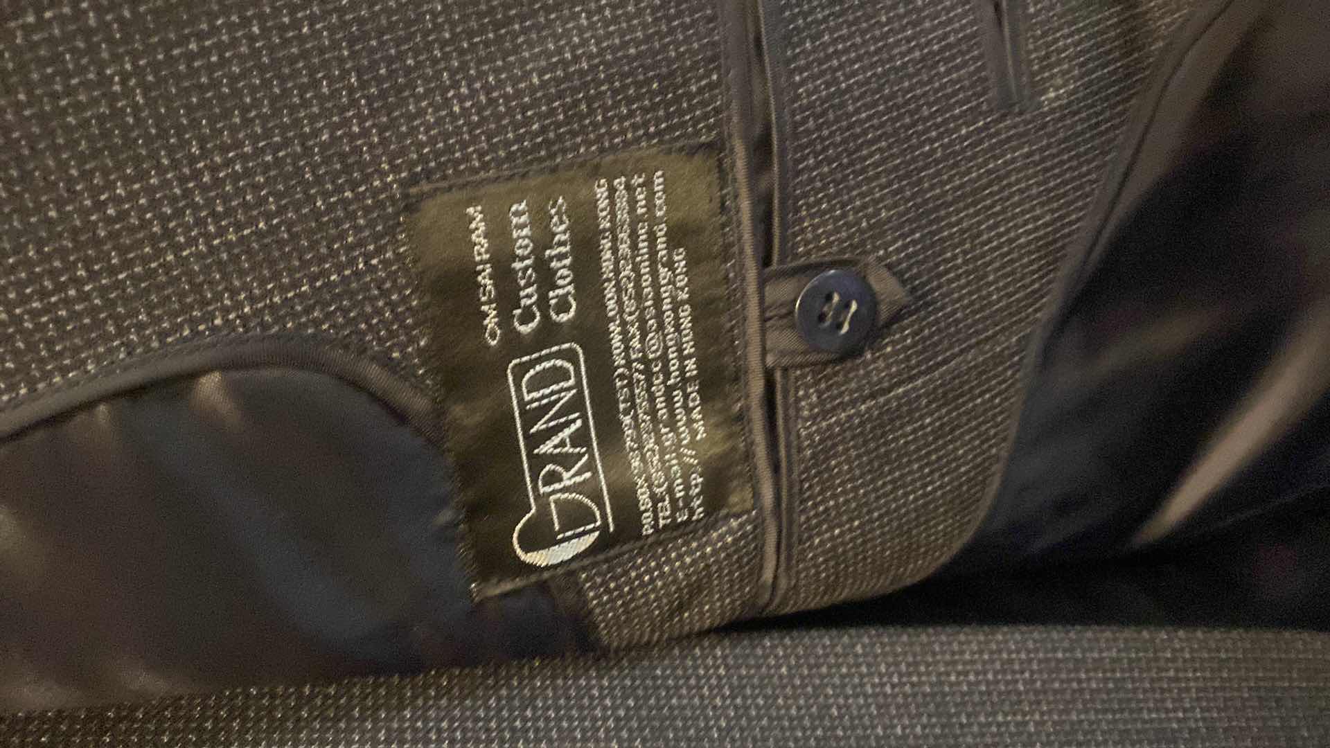 Photo 1 of MENS GRAND CUSTOM SUIT 100%WOOL MADE IN HONG KONG EST SIZE JACKET 40/42 PANTS 33/34
