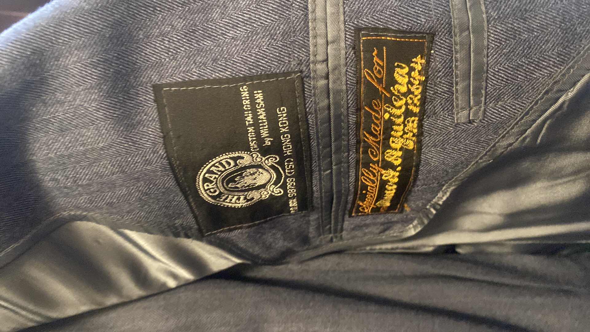 Photo 1 of MENS GRAND CUSTOM SUIT 100%WOOL MADE IN HONG KONG EST SIZE JACKET 40/42 PANTS 33/34