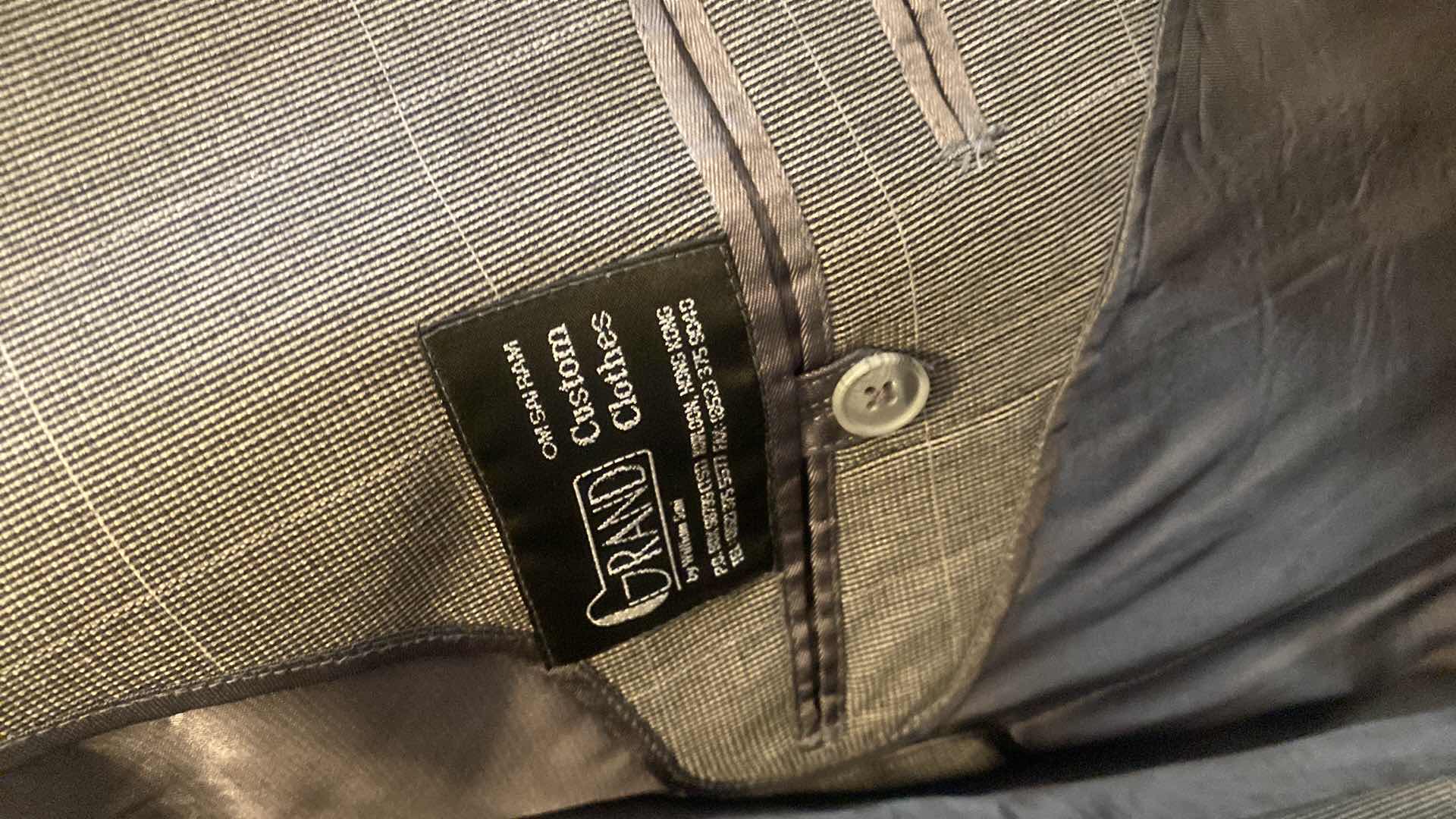 Photo 1 of MENS GRAND CUSTOM SUIT 100%WOOL MADE IN HONG KONG EST SIZE JACKET 40/42 PANTS 33/34
