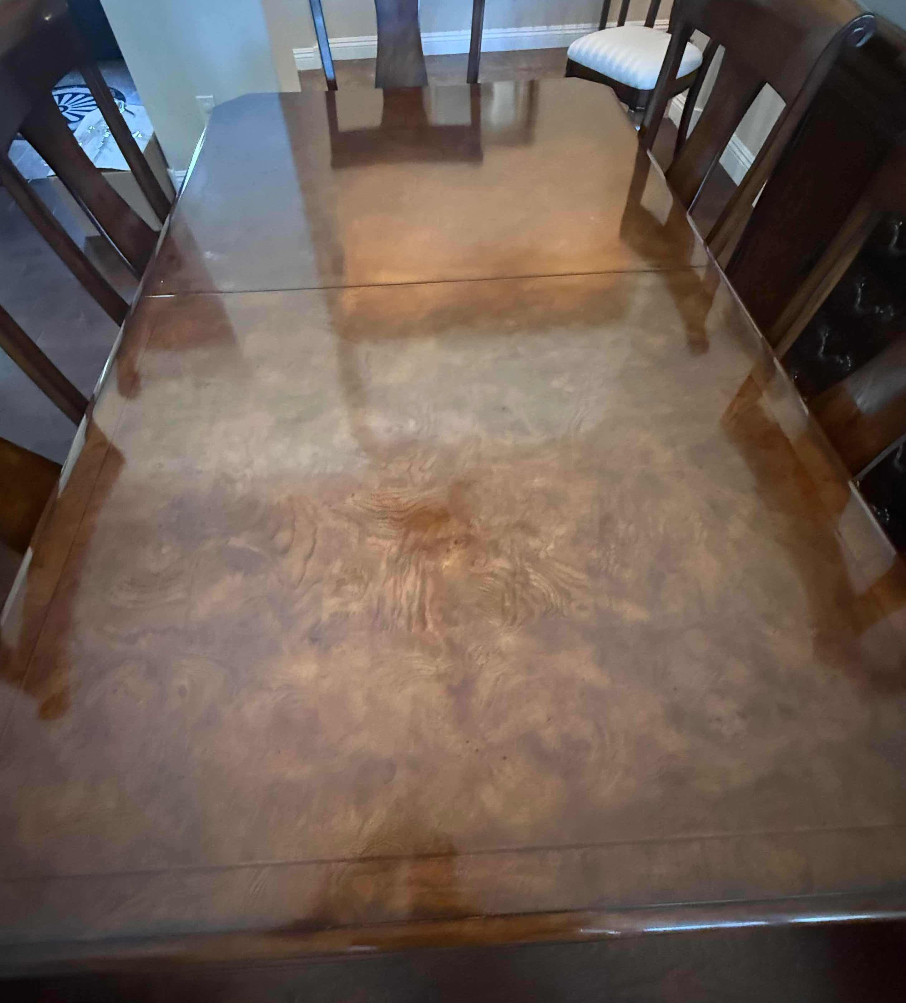 Photo 1 of MAHOGANY DINING TABLE W PULL-OUT END DRAWERS (CHAIRS SOLD SEPARATELY) 75” x 43” H31”