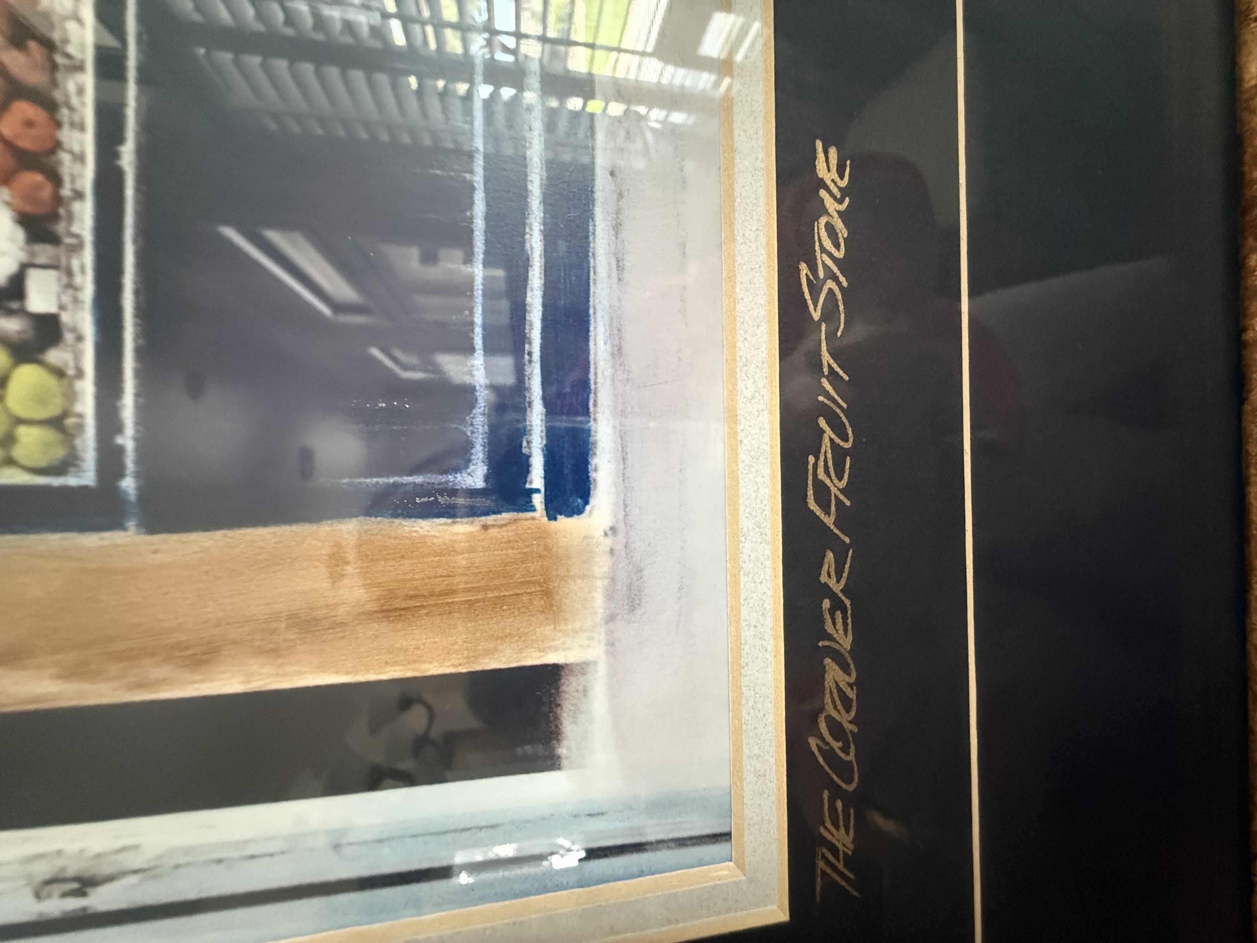 Photo 1 of CRACKLED GOLD FRAMED “THE CORNER FRUIT STORE” SIGNED ARTWORK 27” x 30”