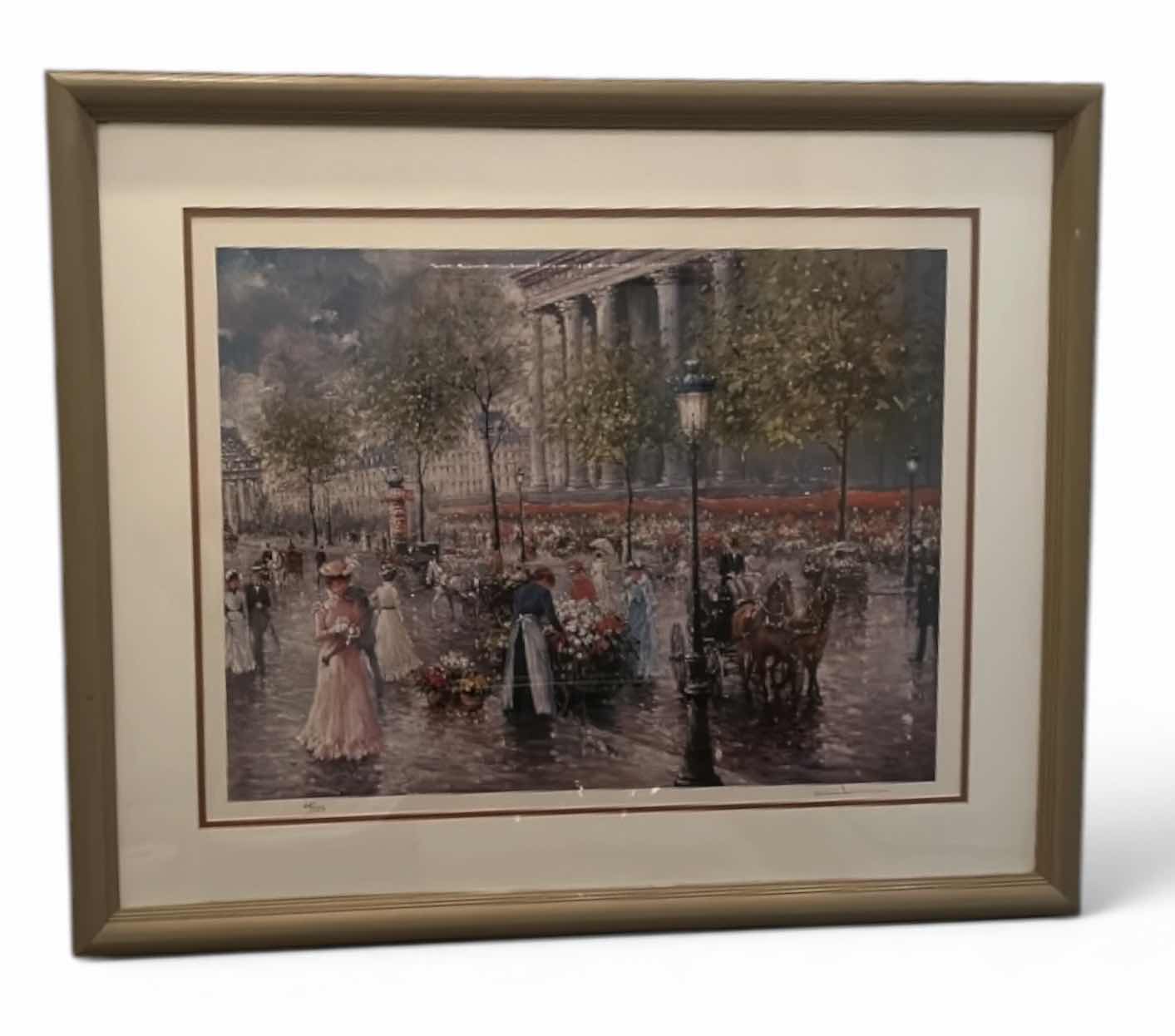 Photo 1 of FRAMED SIGNED AND NUMBERED LITHOGRAPH PARISIAN STREET SCENE ARTWORK,“BOULEVARD DE LA MADELINE” WITH CERTIFICATE OF AUTHENTICITY 34” x H28”
