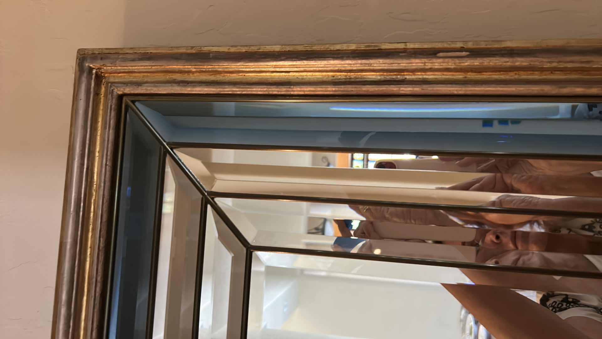 Photo 1 of LAYERED TRIPLE PANEL BEVELED WALL MIRROR WITH SILVER-TONE FRAME 33” x H37”