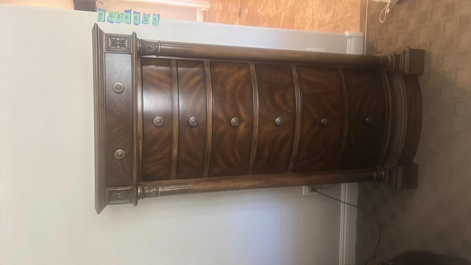 Photo 1 of PULASKI TALL CHEST OF DRAWERS WITH COLUMN DETAILS AND BRASS-TONE HARDWARE 30” x 2” x H63 1/2”