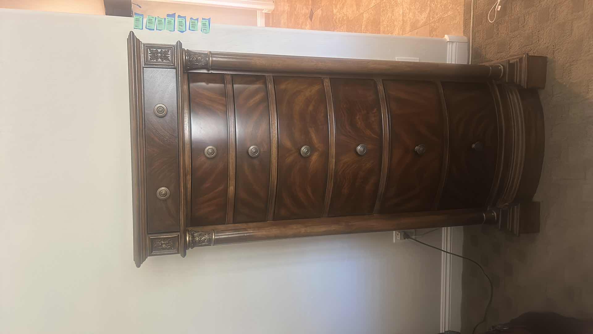 Photo 1 of PULASKI TALL CHEST OF DRAWERS WITH COLUMN DETAILS AND BRASS-TONE HARDWARE 30” x 2” x H63 1/2”