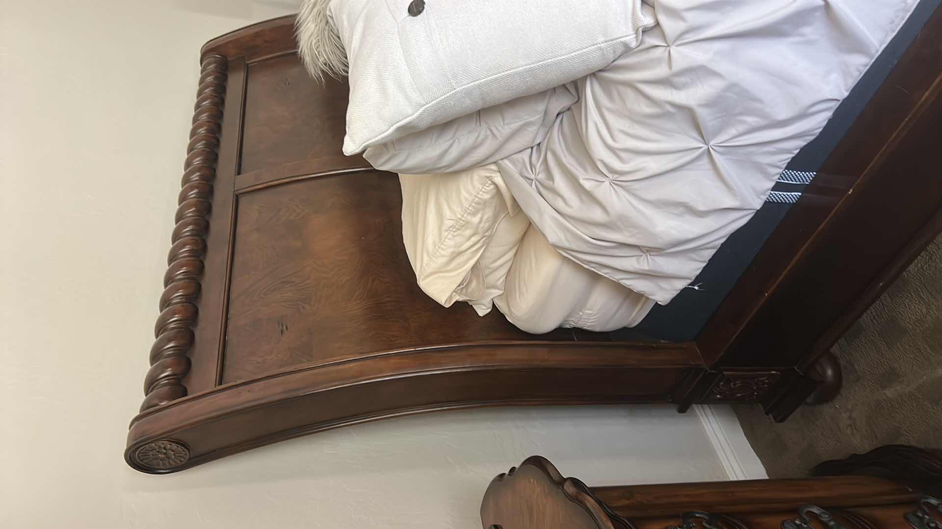 View 5 of SOLID WOOD QUEEN HEADBOARD/FOOTBOARD & SURROUND 66” x 92” x H64”