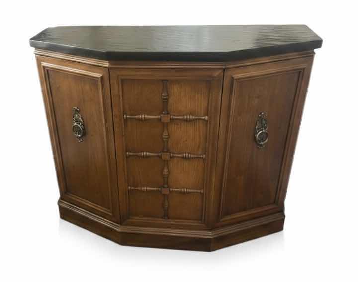 Photo 1 of VINTAGE 1960S THOMASVILLE BLONDE WOOD CREDENZA OR FOYER CABINET WITH OCTAGONAL DESIGN 35” x 12” x H29”