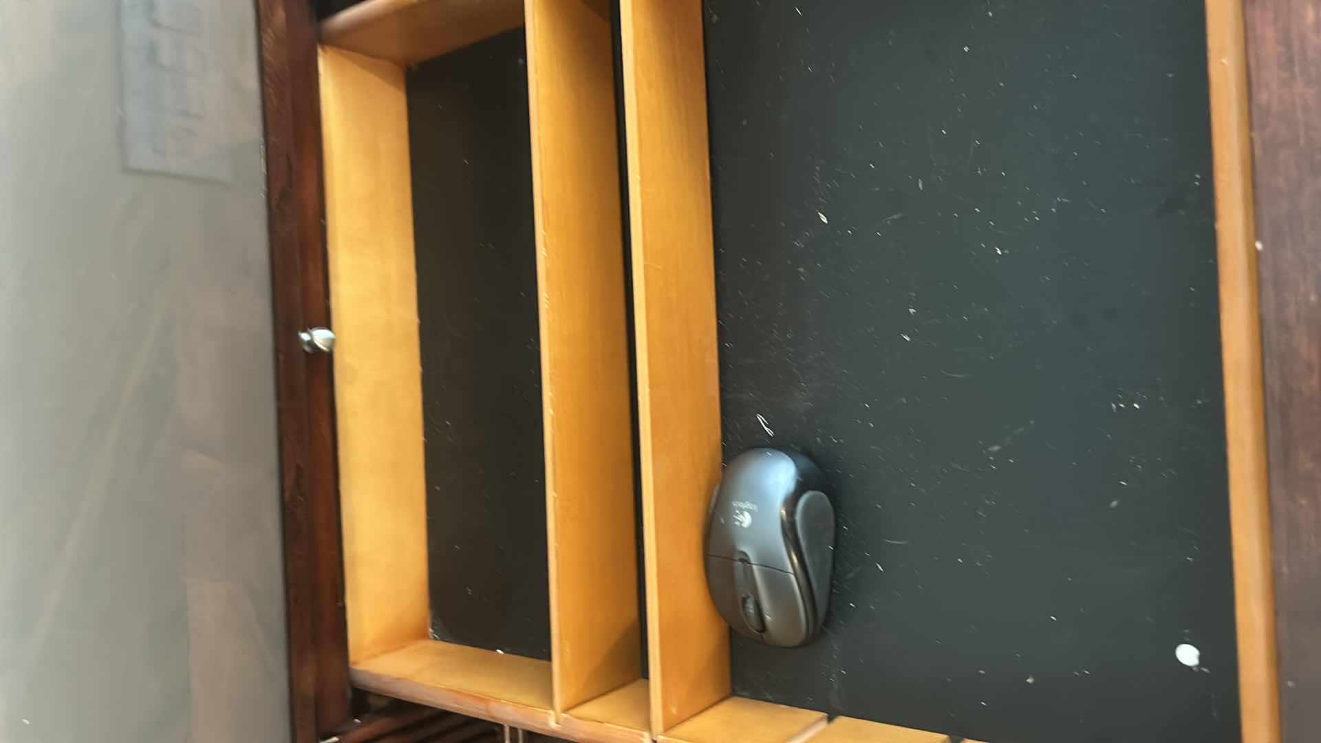 Photo 1 of WALNUT EXECUTIVE DESK WITH MATCHED VENEER, BRASS HARDWARE, KEYBOARD PULLOUT AND BUILT-IN ELECTRICAL PLUGS FOR COMPUTER EQUIPMENT 65” x 2‘ x H30“