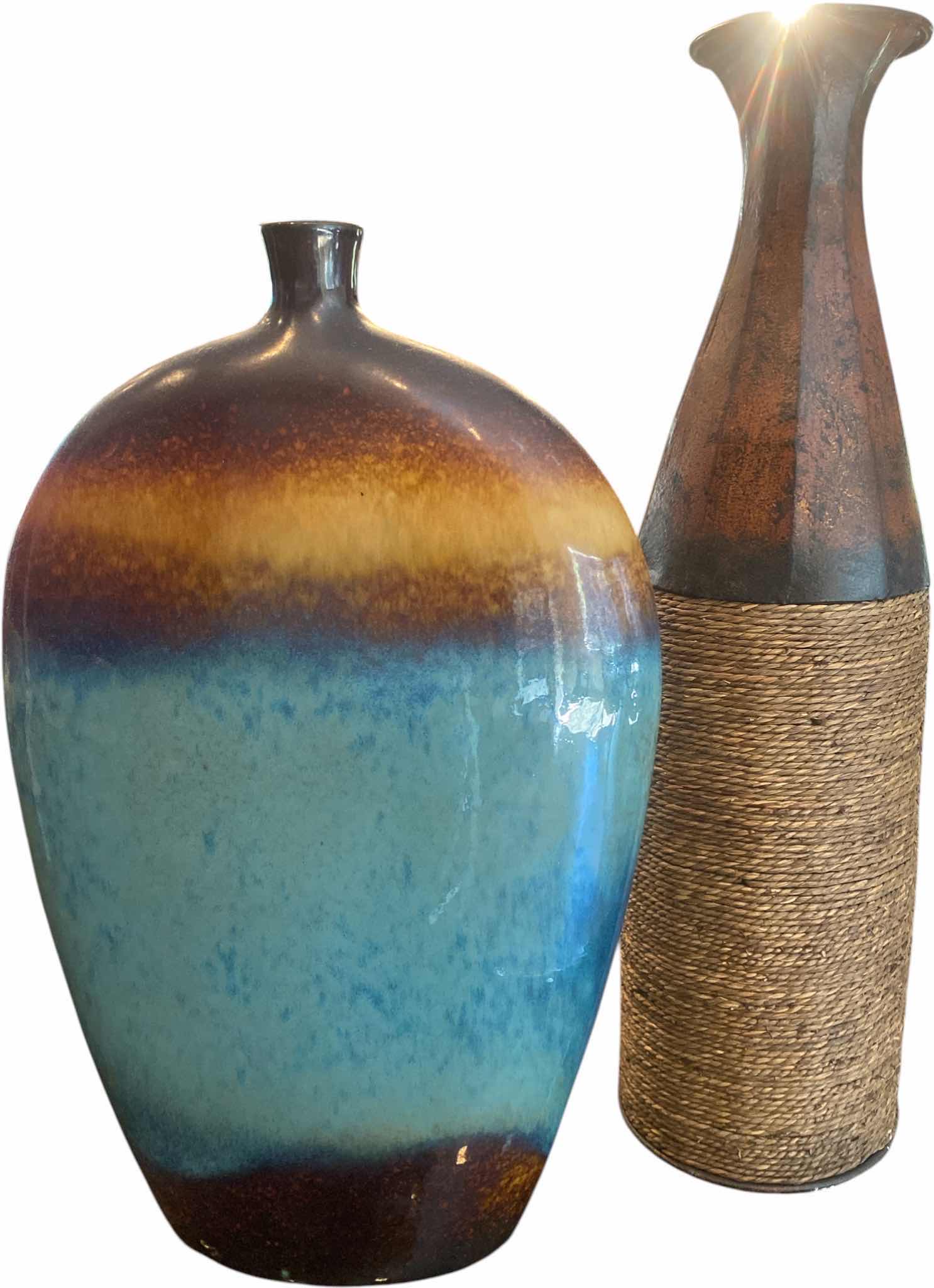 Photo 1 of CERAMIC VASE & ALUMINUM VASE WITH ROPE H24”