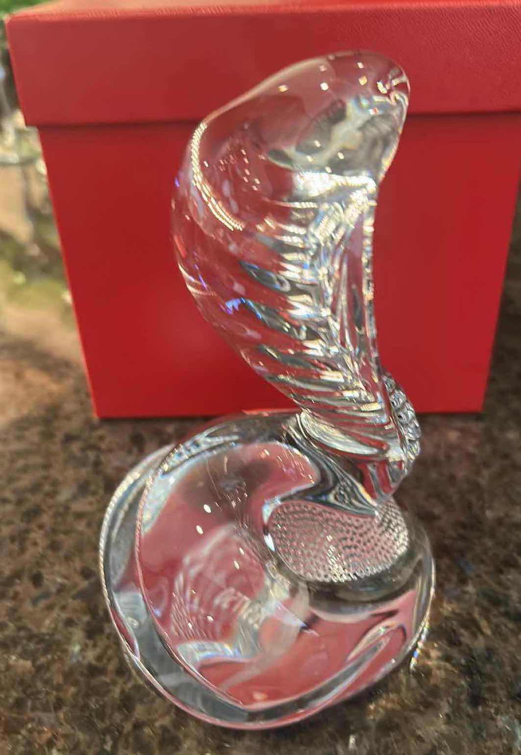 Photo 1 of CLEAR CRYSTAL BACCARAT COBRA H 6" IN ORIGINAL RED BOX NUMBERED