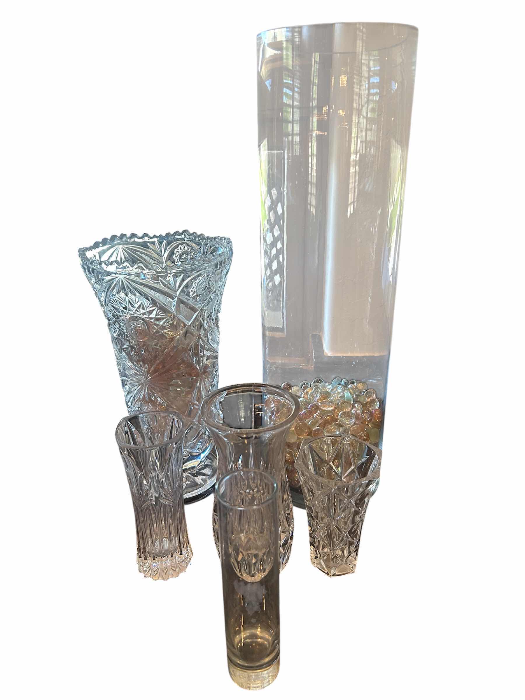 Photo 1 of 4- CRYSTAL CUT VASES VARIOUS SIZES