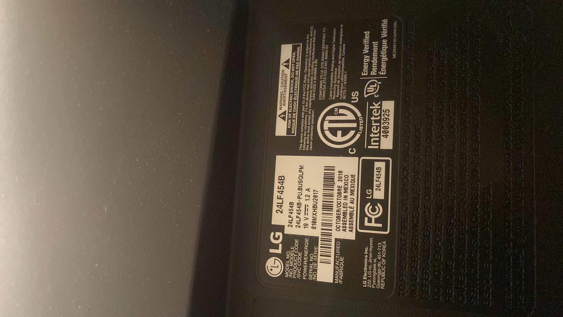 Photo 1 of 23” LG TV WITH REMOTE & WALL MOUNT