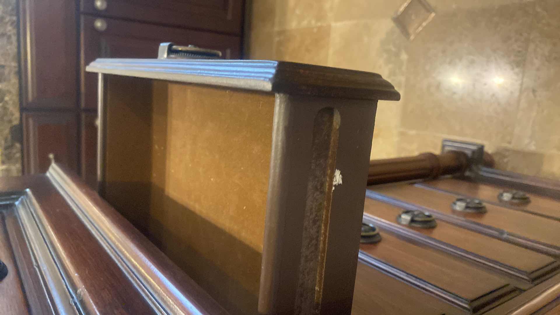 Photo 1 of MAHOGANY WOOD JEWELRY CHEST 19“ X 15“ H 43”