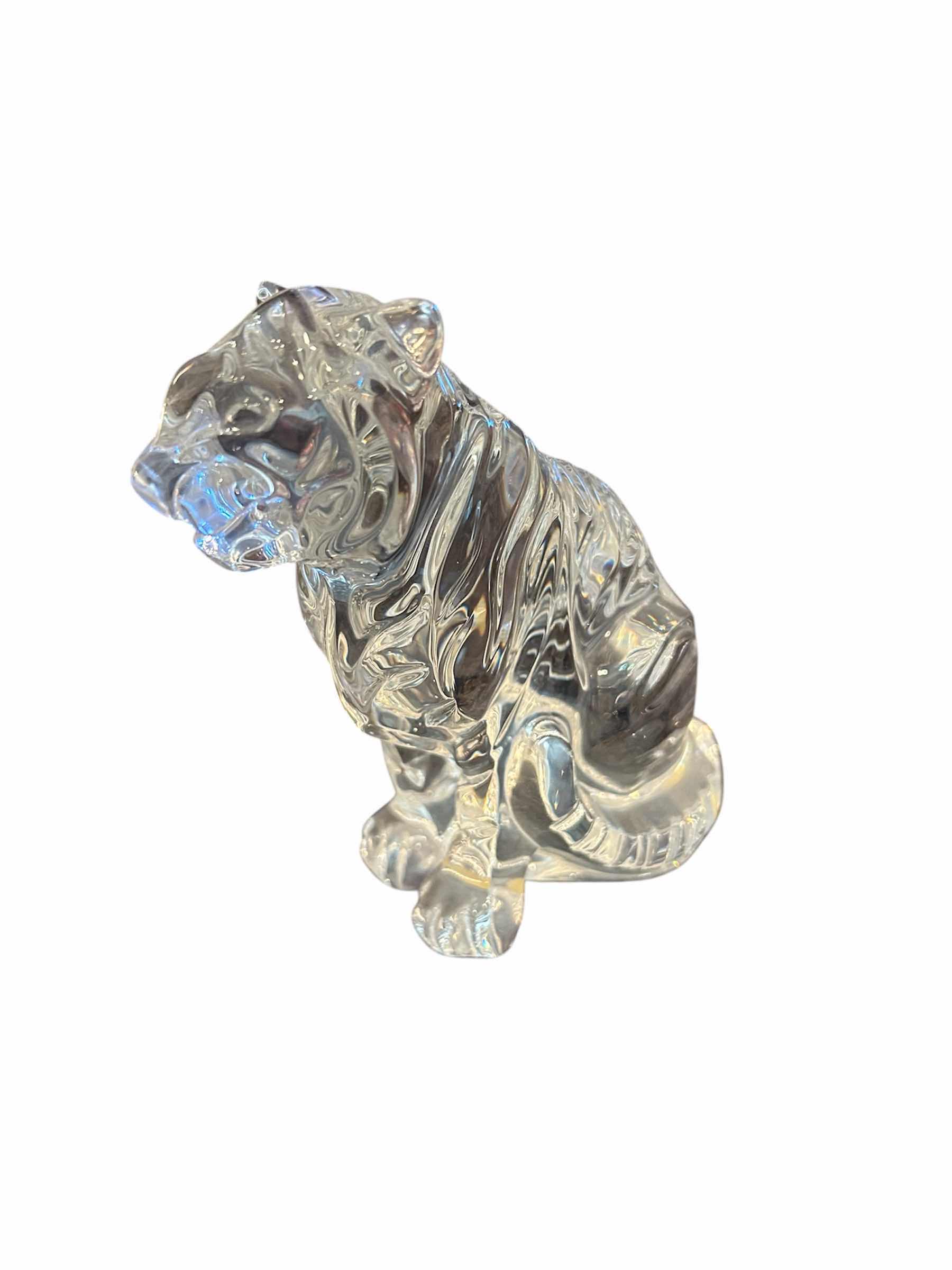 Photo 1 of COLLECTABLE BACCARAT CLEAR CRYSTAL TIGER FROM THE ZODIAC COLLECTION H 6" NO BOX