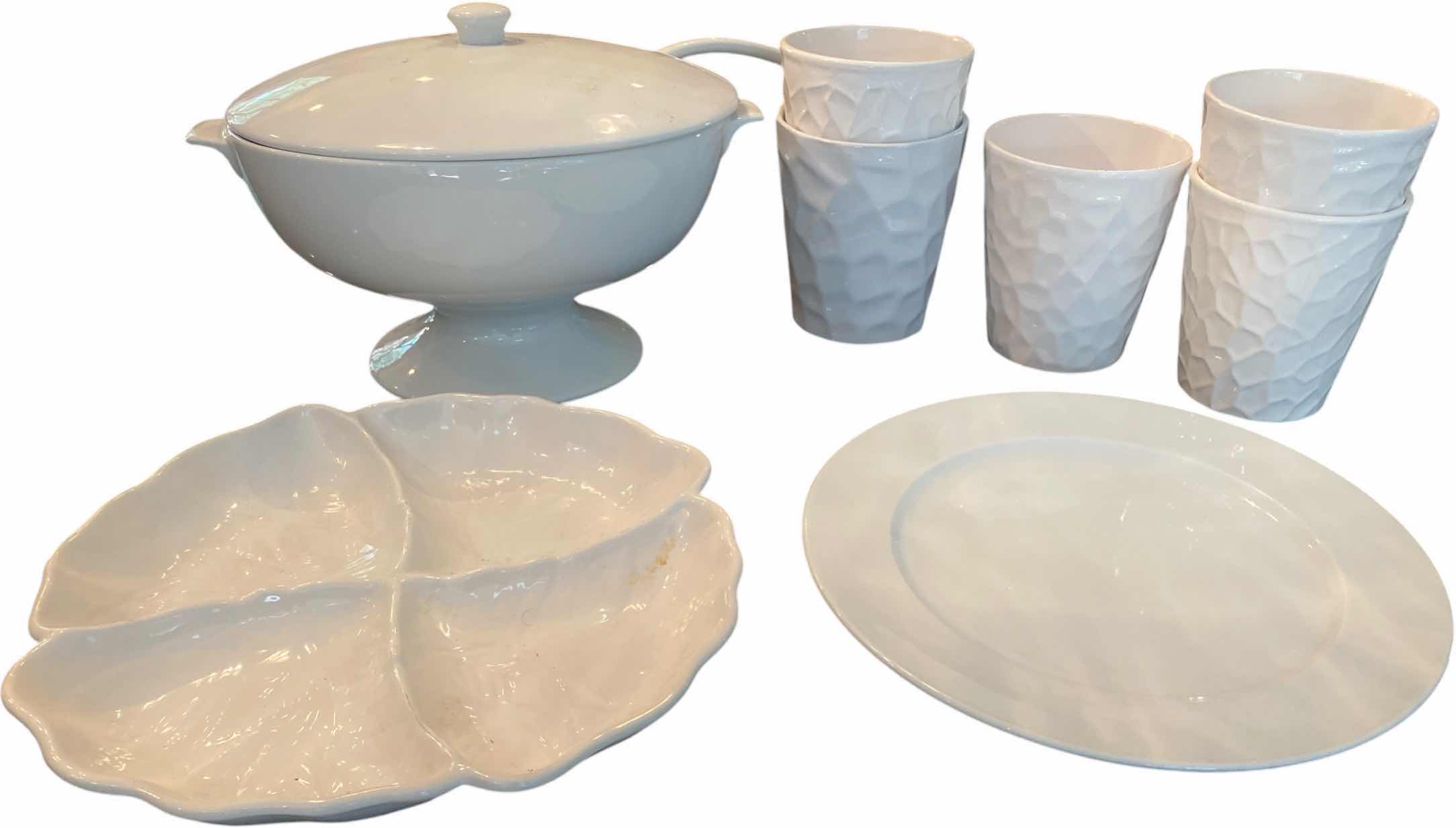 Photo 1 of 8-WHITE CERAMIC SERVE WARE & POTS