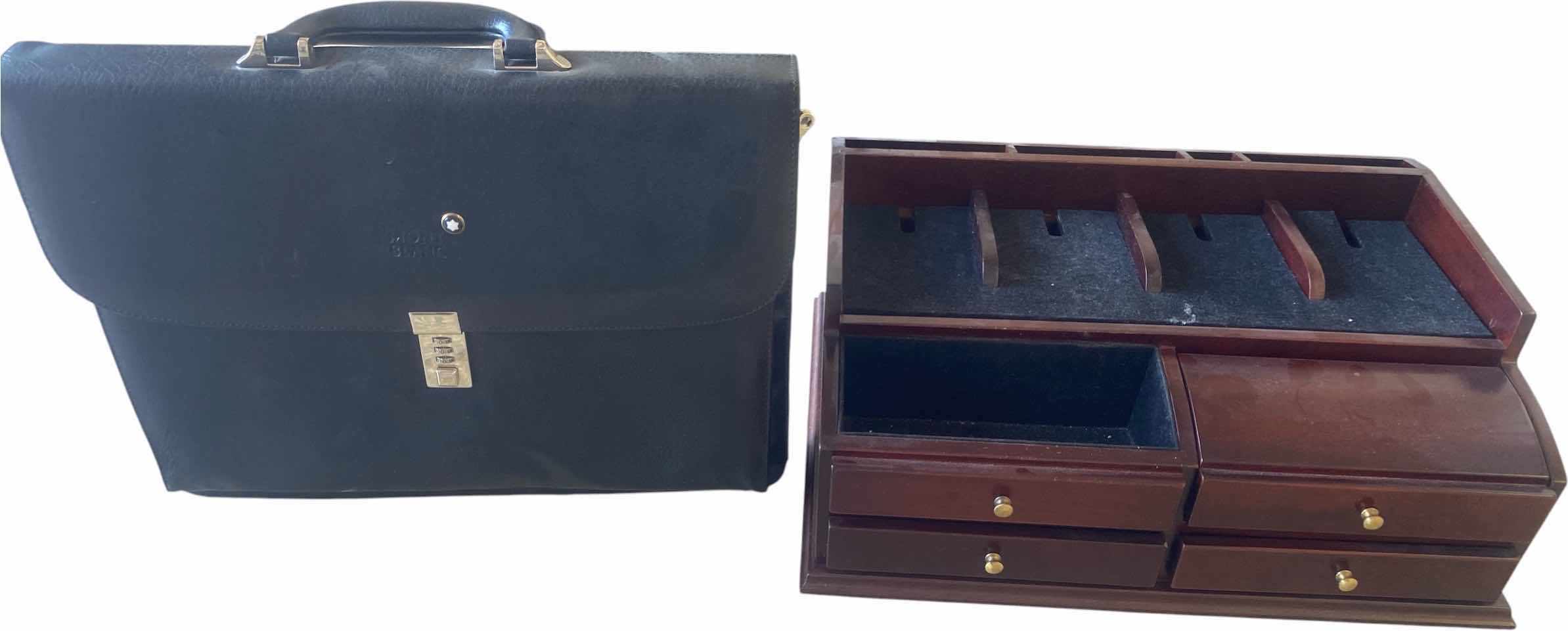 Photo 1 of MONT BLACK LEATHER BRIEFCASE & WOOD DESK CADDY