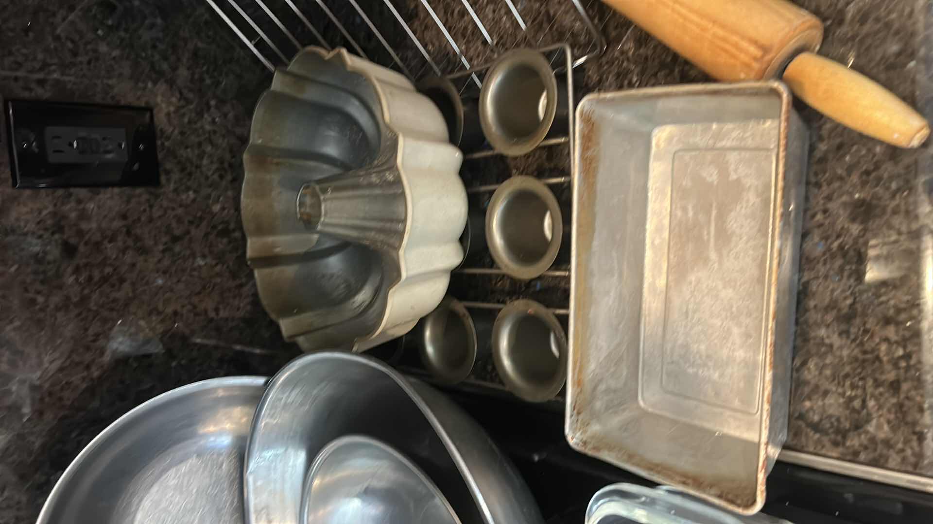Photo 1 of BAKING SUPPLIES- LARGE MIXING BOWLS, MUFFIN TIN, COOLING RACK, ROLLING PIN & MORE