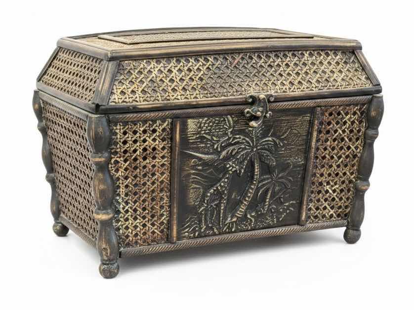 Photo 1 of BAMBOO CANE STORAGE BOX WITH A METAL LATCH. 16” x 10 1/2” x H11 1/2”