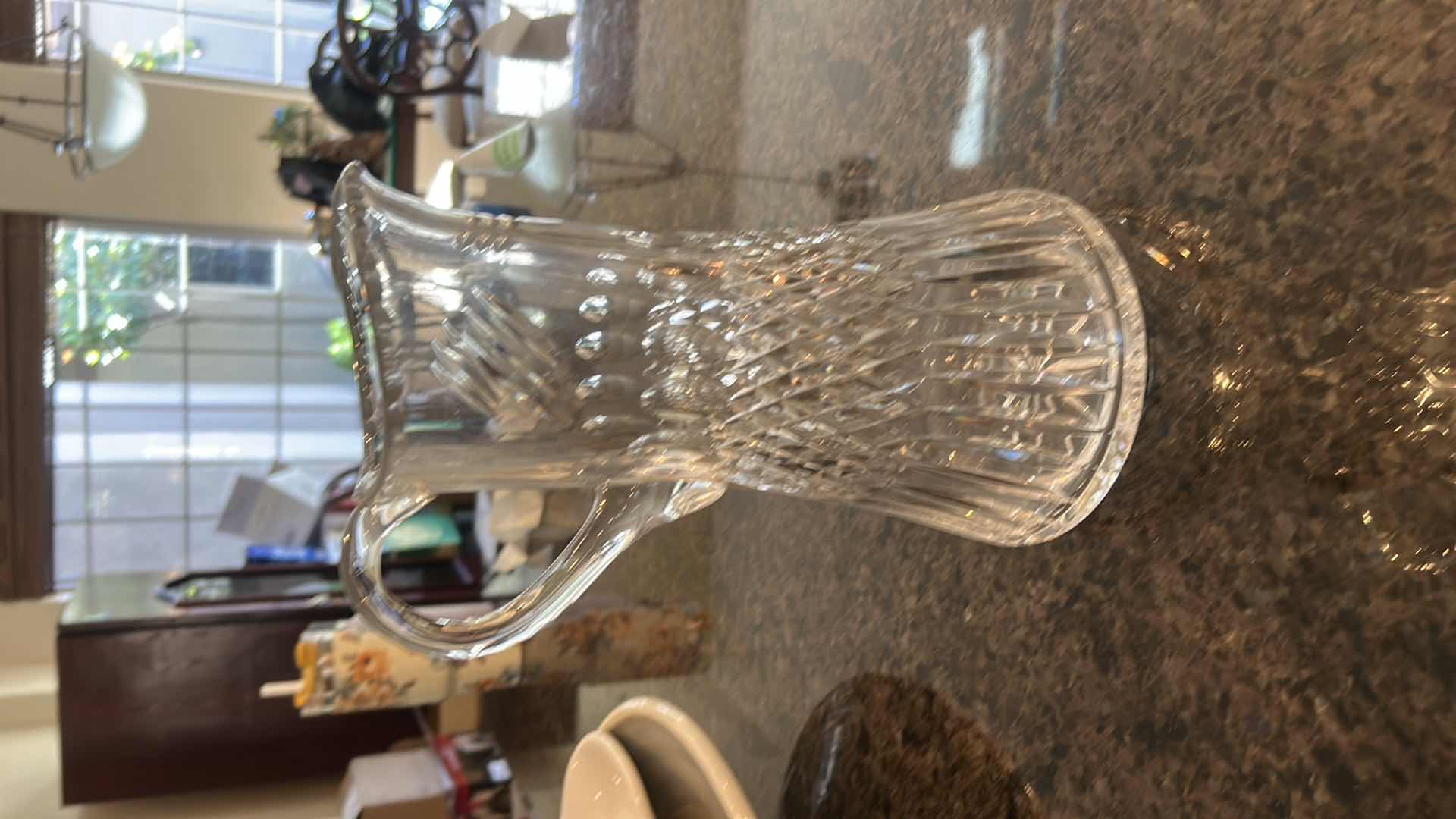 Photo 1 of EUROPEAN HAND-CUT LEAD CRYSTAL BEVERAGE PITCHER, FAMOUSLY STYLED IN THE CLASSIC “MAJESTIC” PATTERN. H12.25”