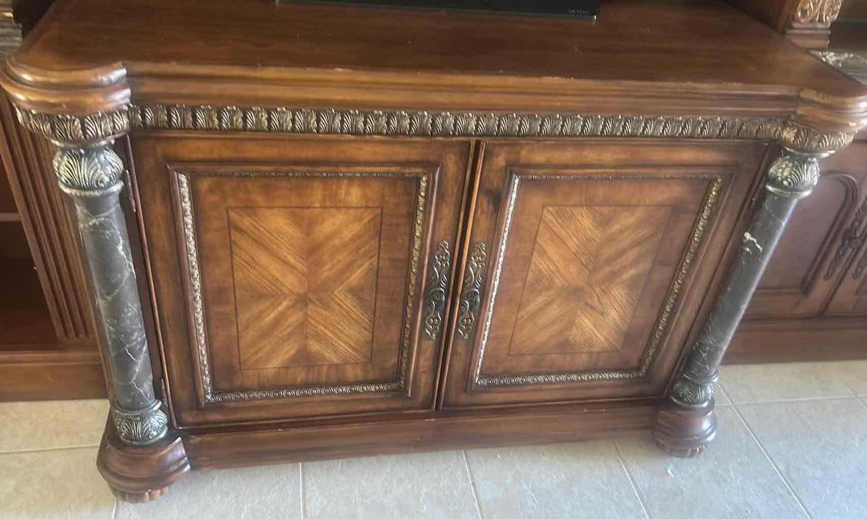 Photo 1 of TRADITIONAL MEDITERRANEAN STYLE CREDENZA W INTRICATE LEAF DESIGN 47" X 25" H 32"
