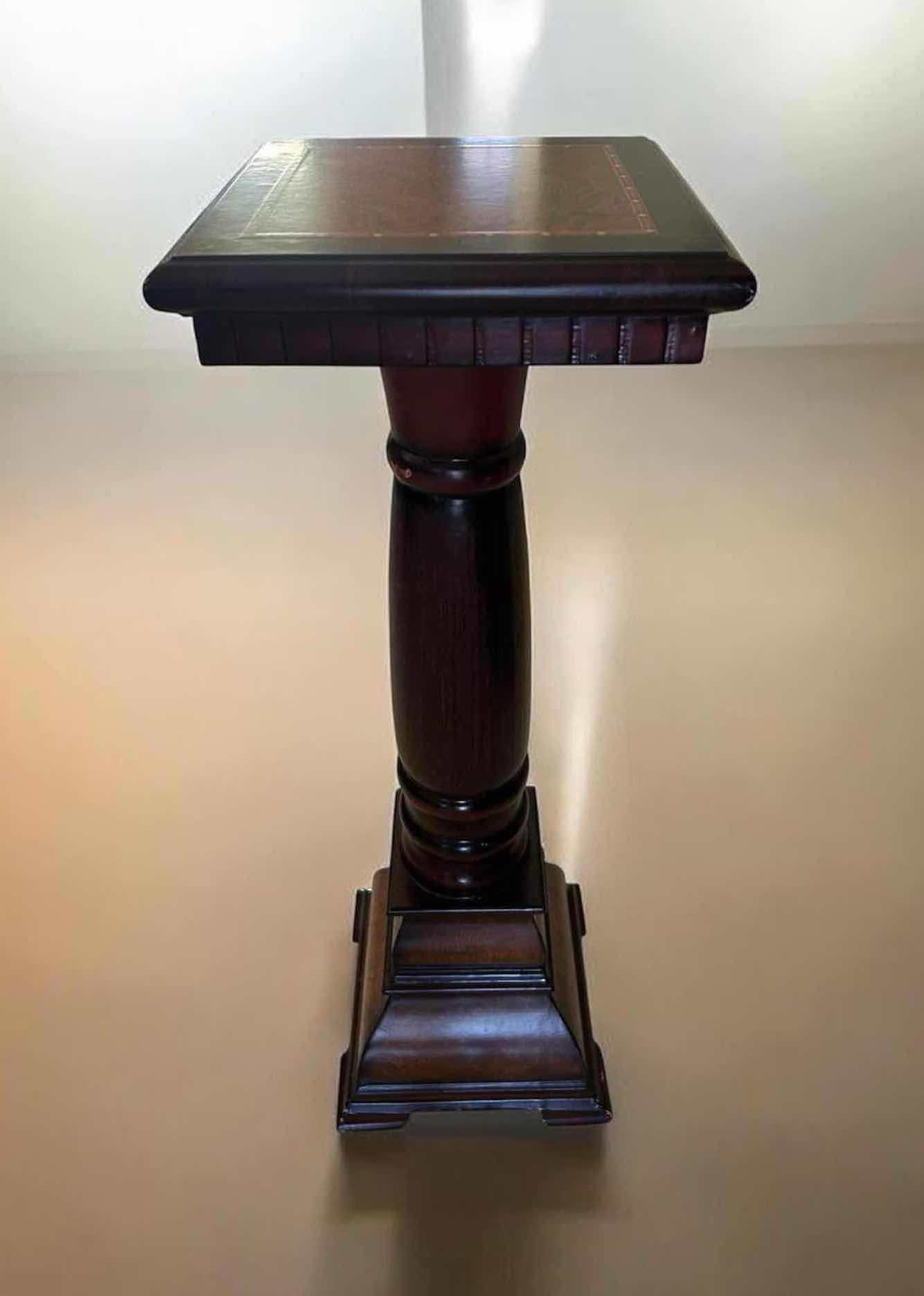 Photo 1 of MAHOGANY FINISH SOLID WOOD PEDESTAL STAND H 28"