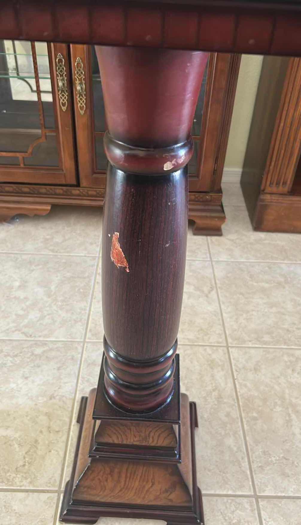 Photo 1 of MAHOGANY FINISH SOLID WOOD PEDESTAL STAND H 28"