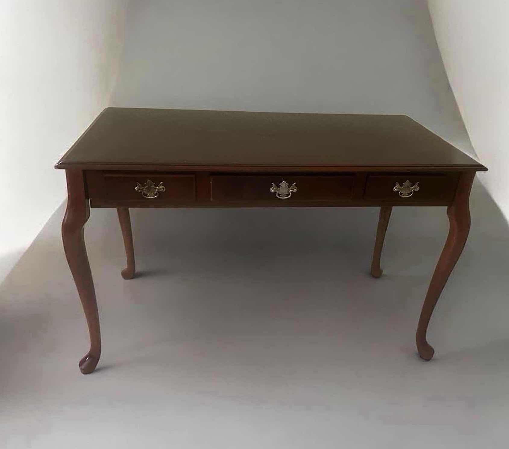 Photo 1 of QUEEN ANNE STYLE DESK CHERRYWOOD FINISH W CABRIOLE LEGS 48" X 24" H 30" RETAIL $700