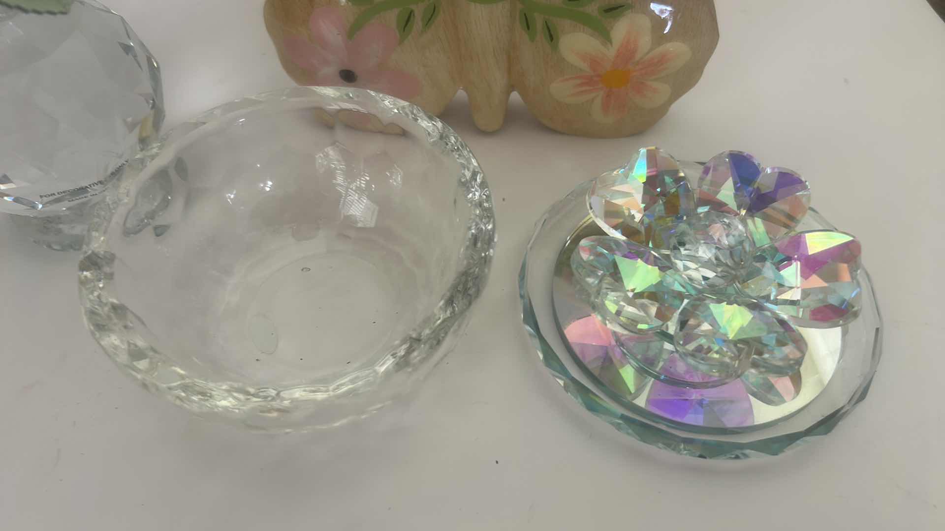 Photo 1 of 3 PC HOME DECOR - PINK CRYSTAL ROSE FIGURINE H6.5” AND MORE
