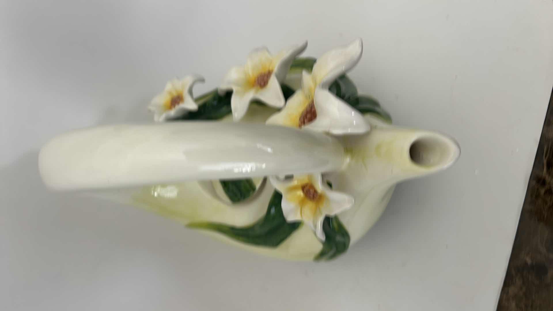 Photo 1 of 2 PORCELAIN KITCHEN ITEMS- CANISTER AND PITCHER