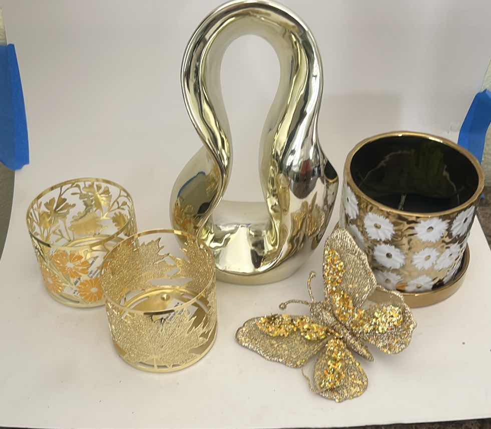 Photo 1 of 5 PC GOLD TONE HOME DECOR (TALLEST H12”)