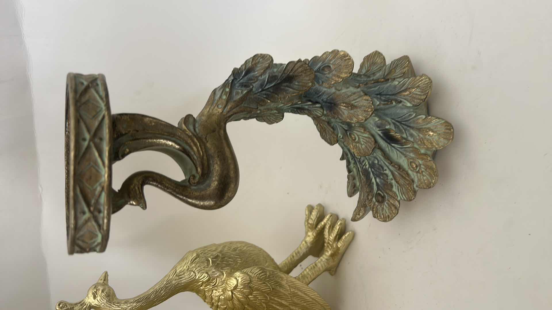 Photo 1 of 2 GOLD TONE PEACOCK HOME DECOR ITEMS (TALLEST H12”)
