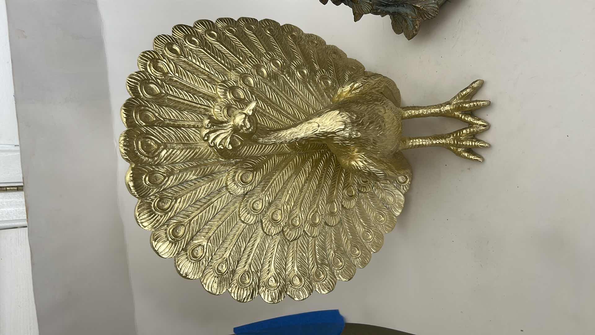 Photo 1 of 2 GOLD TONE PEACOCK HOME DECOR ITEMS (TALLEST H12”)