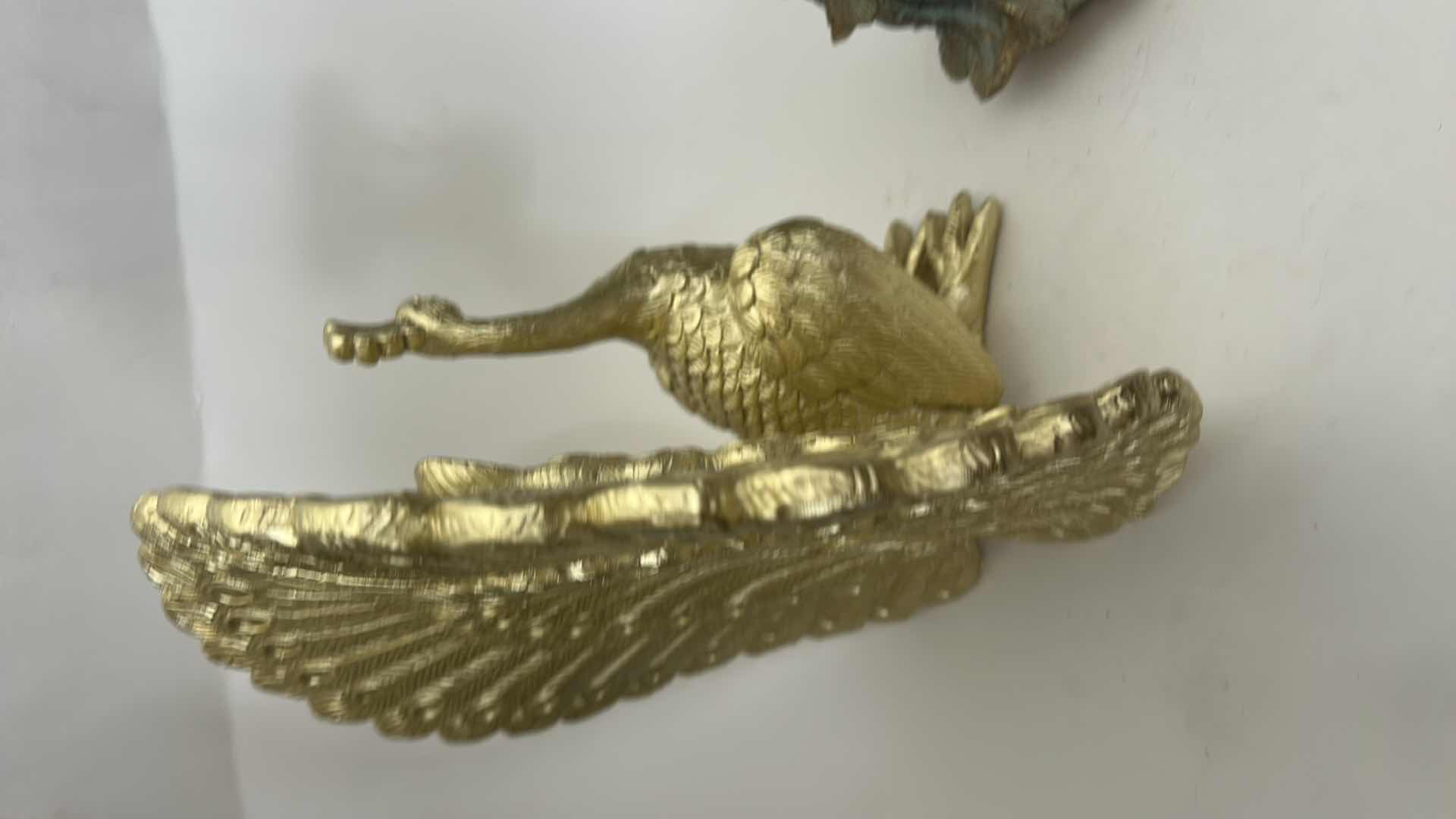 Photo 1 of 2 GOLD TONE PEACOCK HOME DECOR ITEMS (TALLEST H12”)
