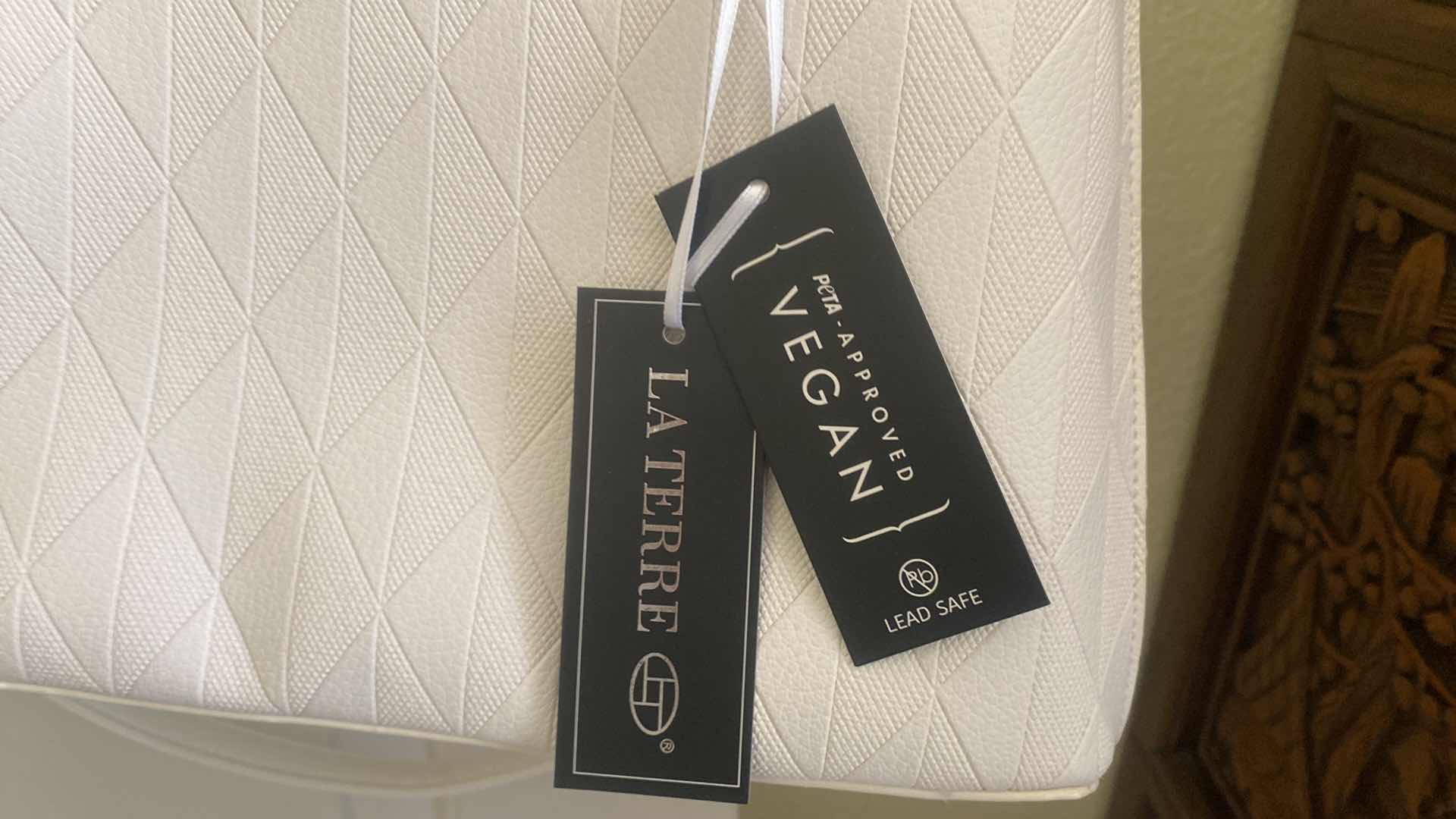 Photo 1 of NWT LA TERRE WHITE VEGAN LEATHER HANDBAG
