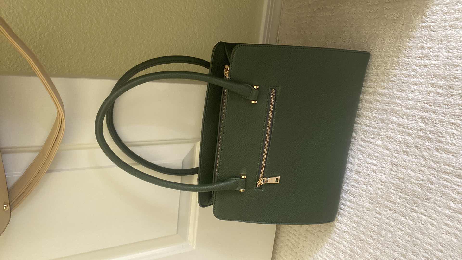 Photo 1 of 2-GREEN & LIGHT TAN HANDBAGS