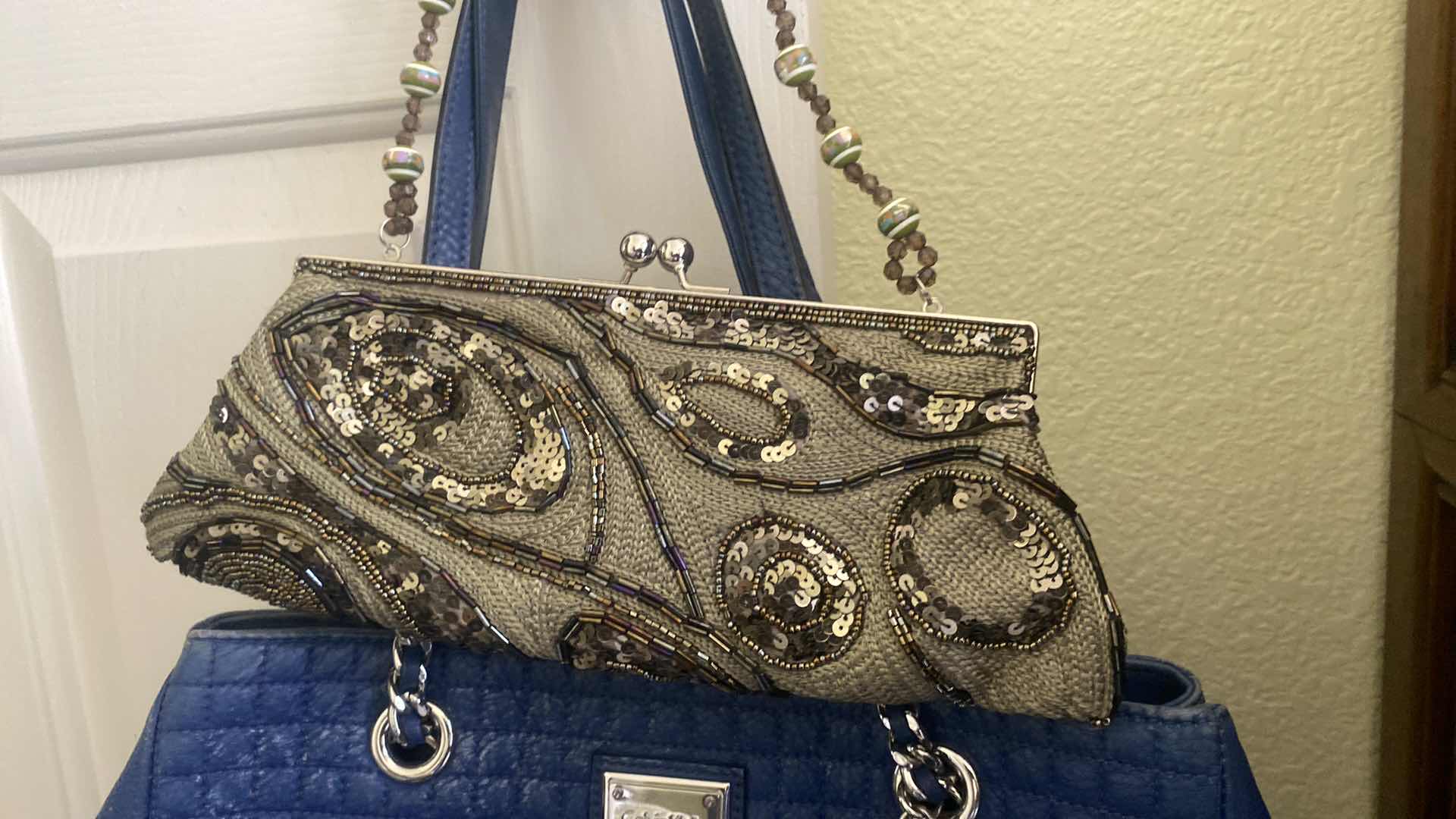 Photo 1 of 2-BLUE & 1 GREEN SEQUIN HANDBAGS