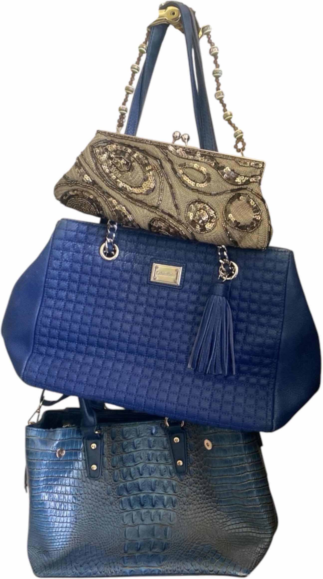 Photo 1 of 2-BLUE & 1 GREEN SEQUIN HANDBAGS