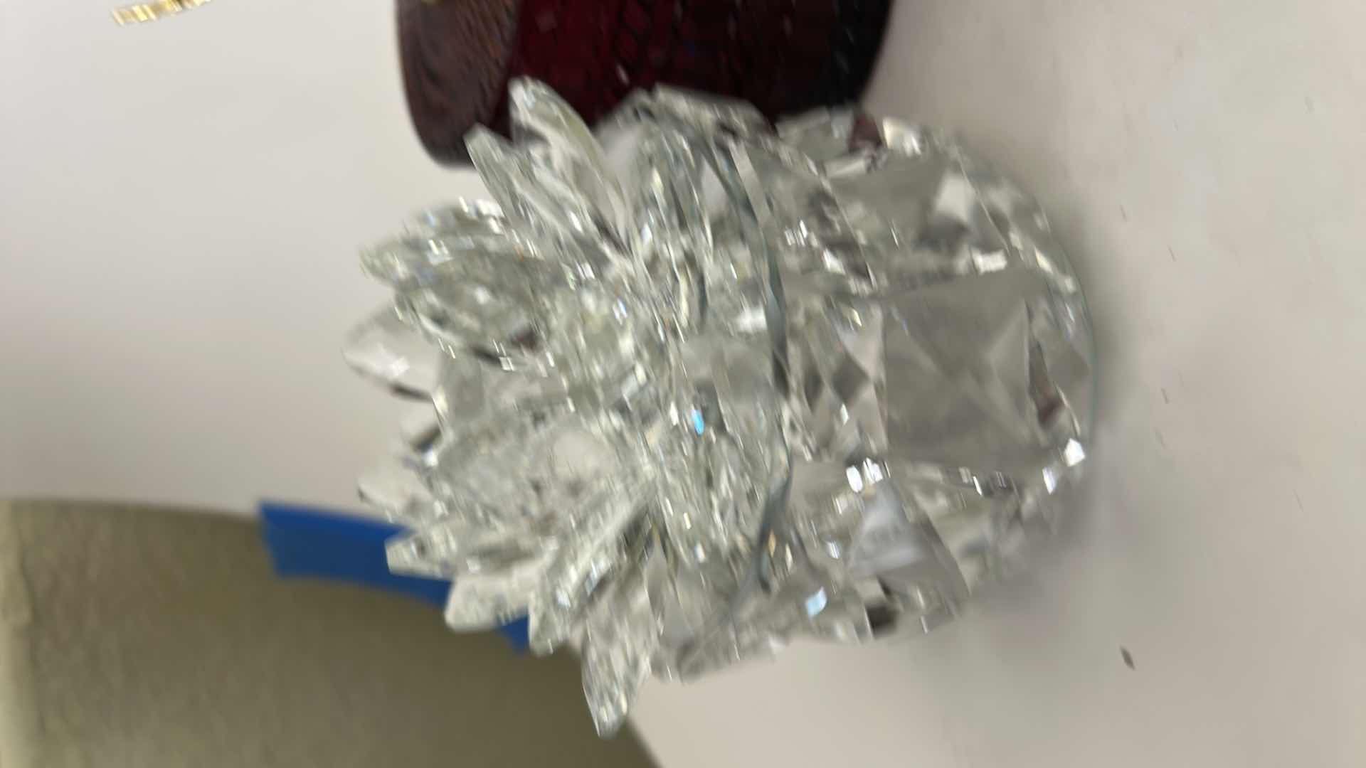 Photo 1 of SAGEBROOK HOME DECORATIVE BOXES FEATURE CRYSTAL LOTUS FLOWER LIDS AND GLITTER-FILLED OR FACETED GLASS BODIES FOR STORING SMALL TREASURES & RUBY-COLORED LVD GLASS TRINKET BOX FEATURES A DISTINCTIVE GOLD REINDEER TOPPER. $125