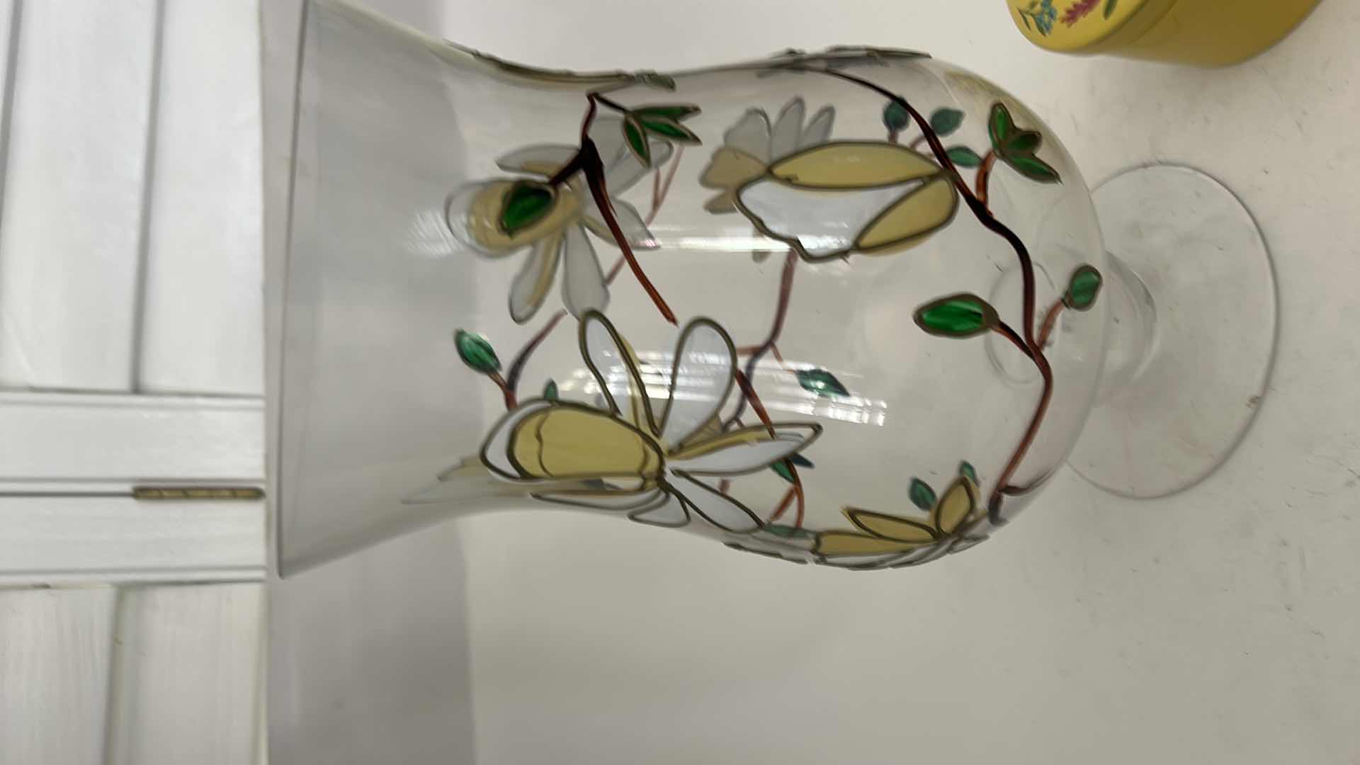 Photo 1 of VINTAGE PAUL NAGEL HAND-PAINTED GLASS VASE FROM THE TIFFANY SERIES, FEATURING INTRICATE HAND-PAINTED DECORATION AND LIKELY 24K GOLD TRIM H12” & LIDDED TRINKET DISH