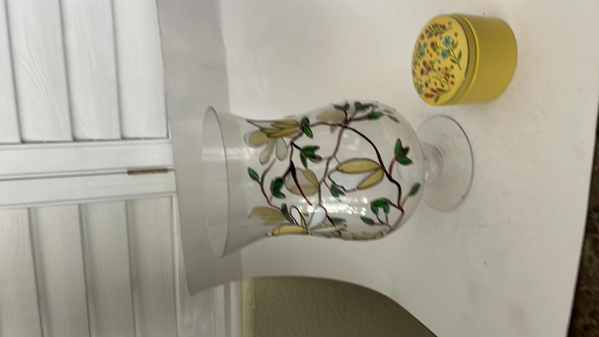 Photo 1 of VINTAGE PAUL NAGEL HAND-PAINTED GLASS VASE FROM THE TIFFANY SERIES, FEATURING INTRICATE HAND-PAINTED DECORATION AND LIKELY 24K GOLD TRIM H12” & LIDDED TRINKET DISH